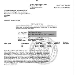 RMS7688A模塊FCC證書